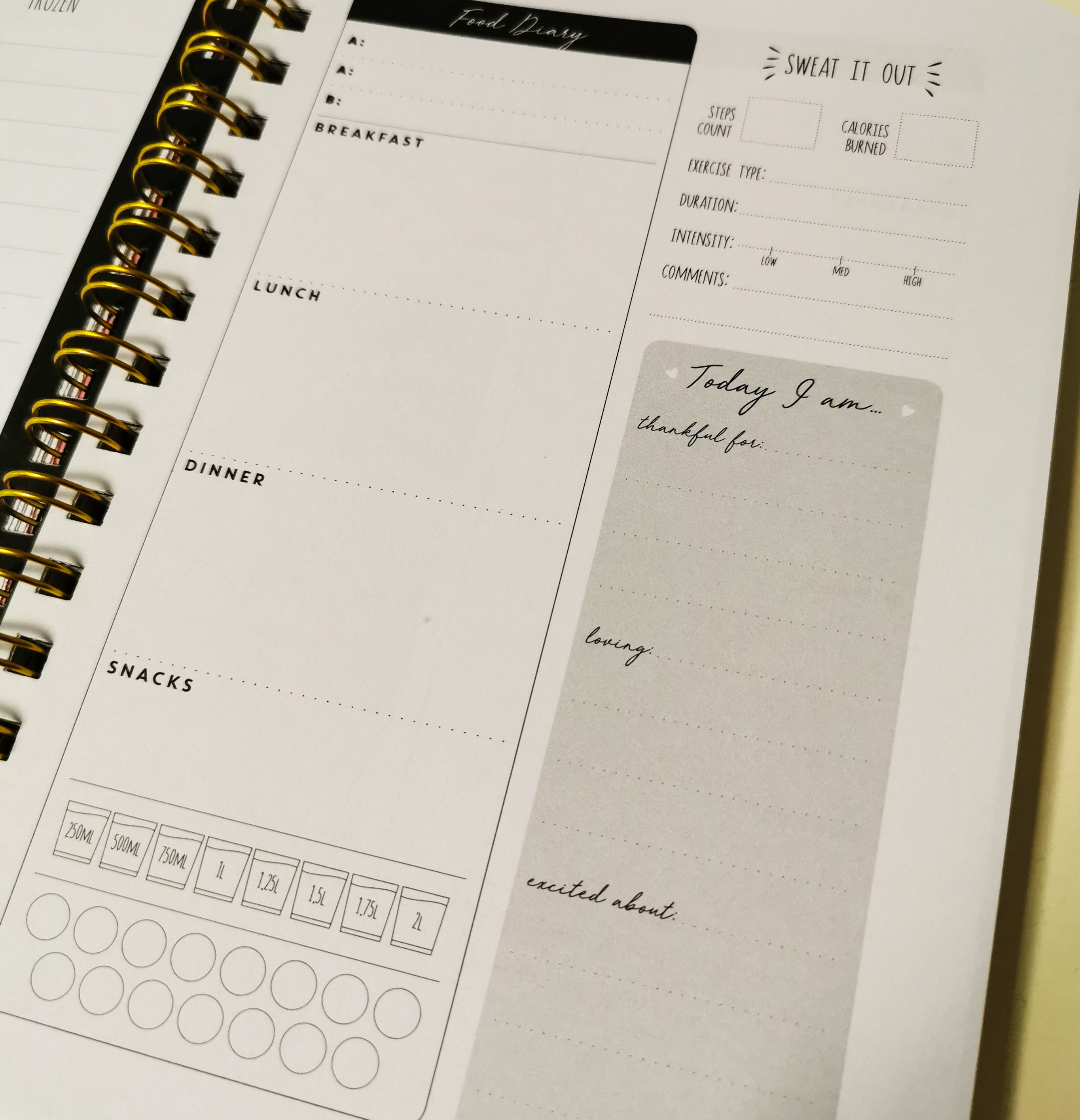 NEW Black Food & Fitness Planner