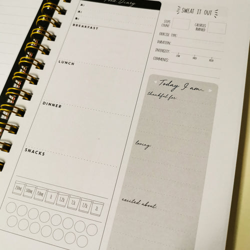 NEW Black Food & Fitness Planner